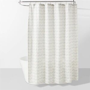NWT Threshold Block Print Scallop Shower Curtain